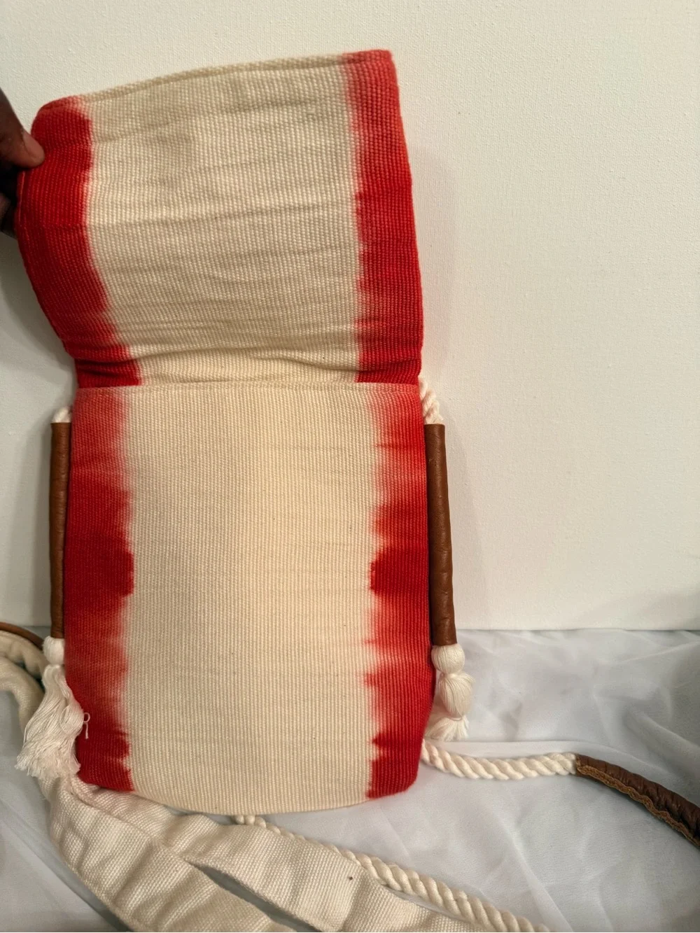 Tie-Dye Canvas Tote with Removable Pouch - Red & Cream